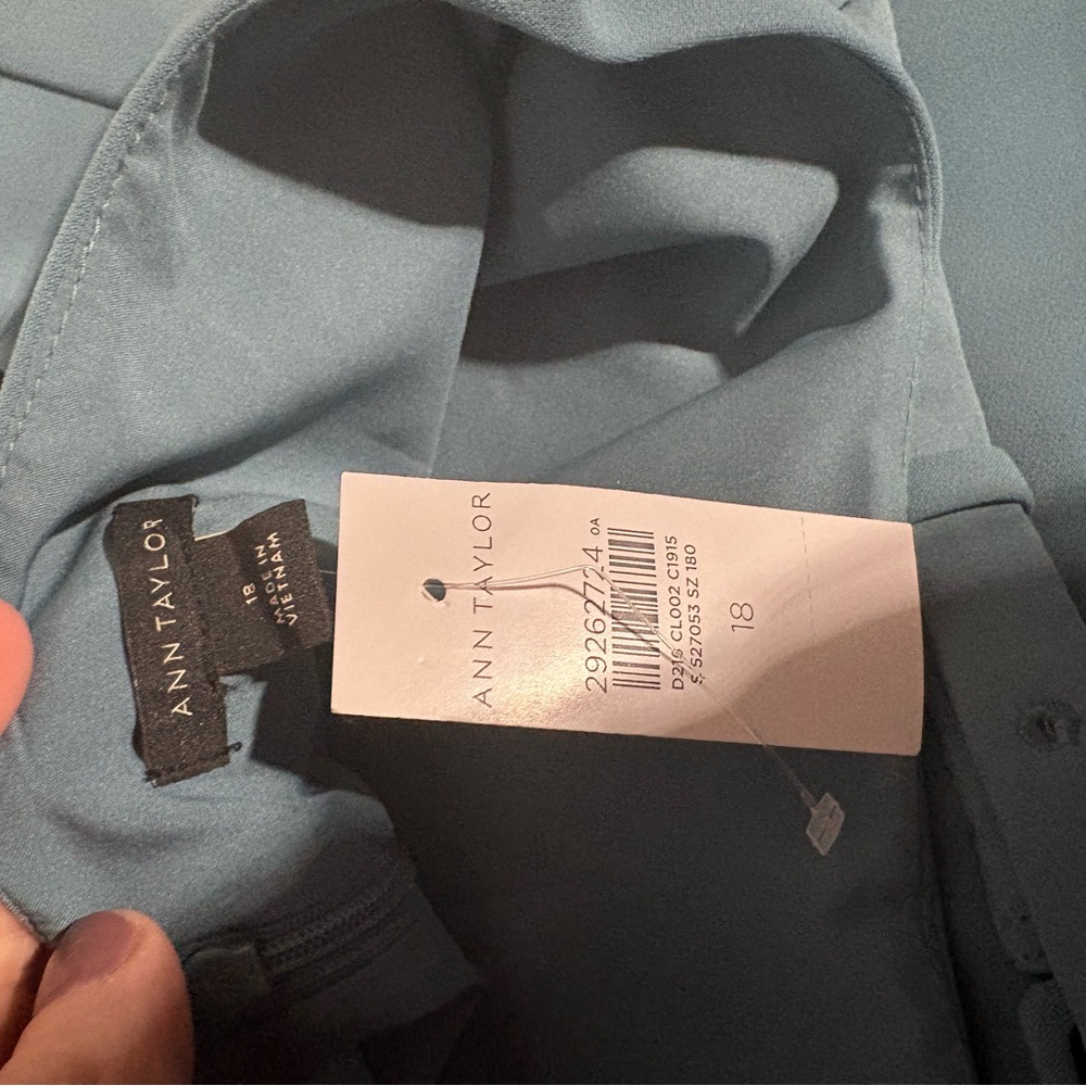 Ann Taylor Teal Short-Sleeve Midi Dress with Waist Tie - Picture 10 of 14